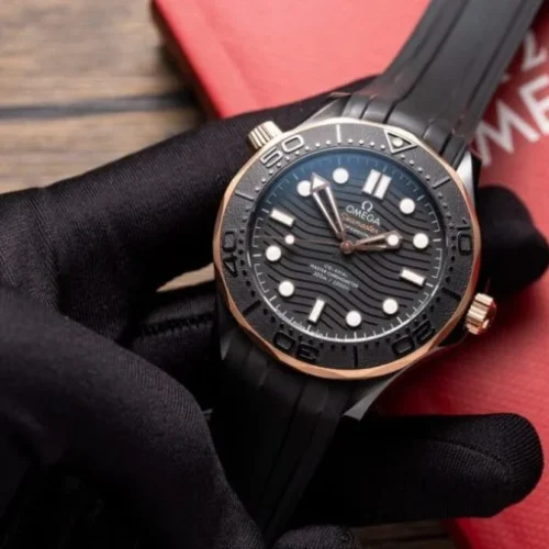 Seamaster Diver 300M Black Ceramic Bezel RG ORF 1:1 Best Edition Black Dial On Black Rubber Strap OR8806